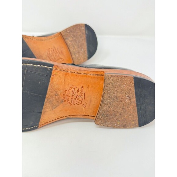 J Crew Mens Shoes Black Oar Stripe Italian Leather Derby Lace Up Formal US 8 - Picture 9 of 14